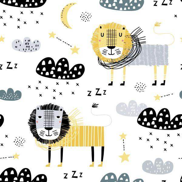 Behang Voor De Jongen Lions Clouds Moons - Afbeelding 2