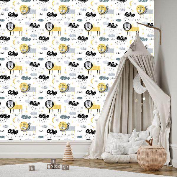 Behang Voor De Jongen Lions Clouds Moons - Afbeelding 3