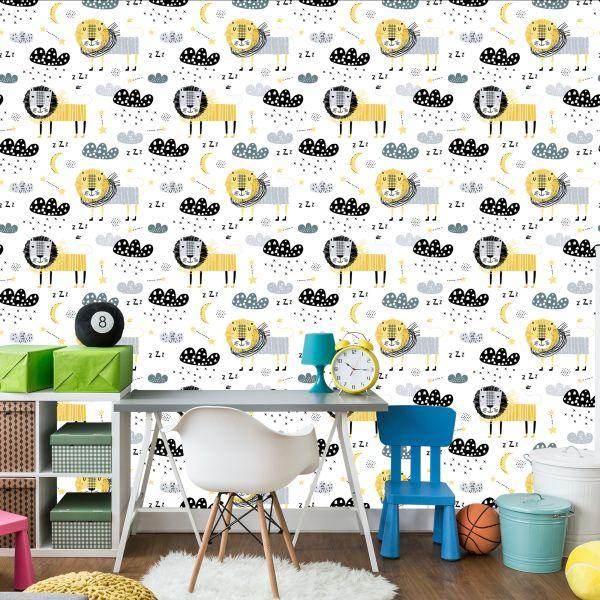 Behang Voor De Jongen Lions Clouds Moons - Afbeelding 4
