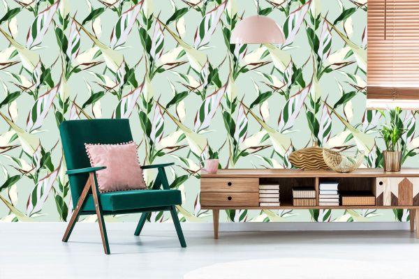 Behang Patronen Met Natuurbladeren In Retrostijl - Afbeelding 6