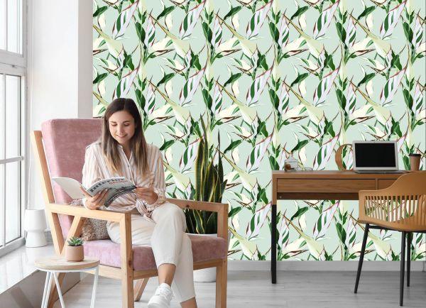 Behang Patronen Met Natuurbladeren In Retrostijl - Afbeelding 7