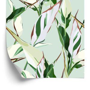 Behang Patronen Met Natuurbladeren In Retrostijl