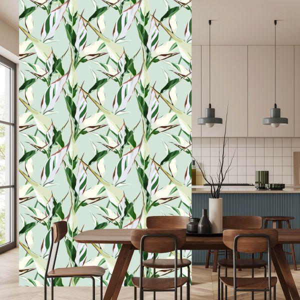 Behang Patronen Met Natuurbladeren In Retrostijl - Afbeelding 4