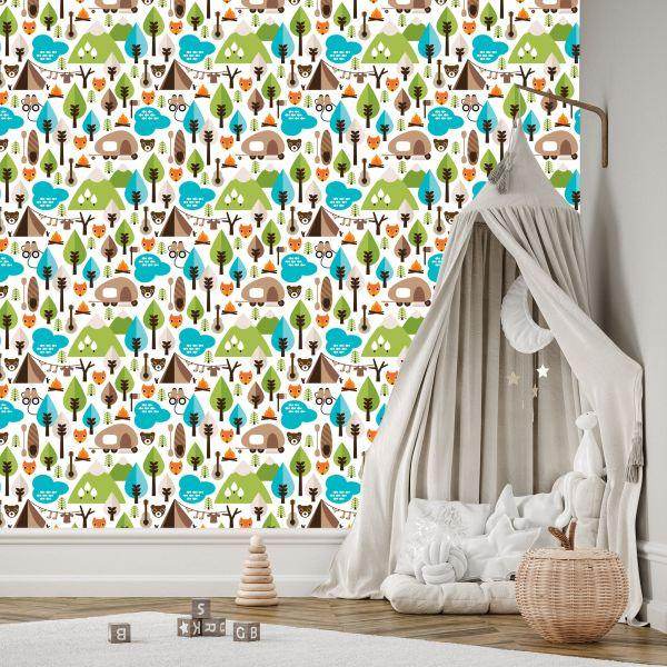 Behang Tree Green Fox-Top Voor Jongenskamer - Afbeelding 3