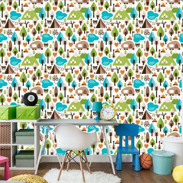 Behang Tree Green Fox-Top Voor Jongenskamer - Afbeelding 4