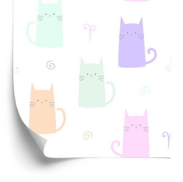 Behang Voor Kinderen - Kleurrijke Katten