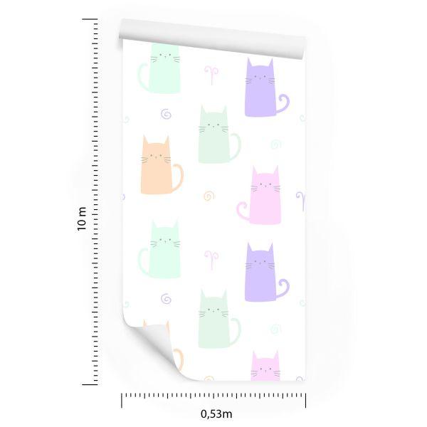 Behang Voor Kinderen - Kleurrijke Katten - Afbeelding 8