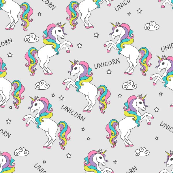 Behang Voor Meisjes Kleurrijke Eenhoorns Wolken - Afbeelding 2