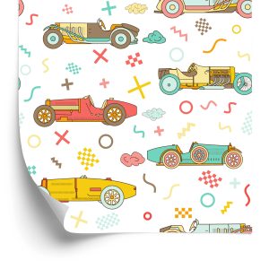 Behang Voor Kinderen - Vintage Raceauto's