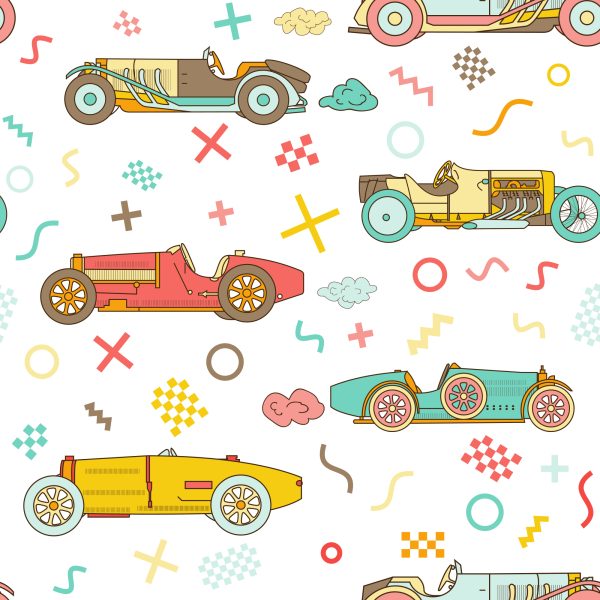 Behang Voor Kinderen - Vintage Raceauto's - Afbeelding 2