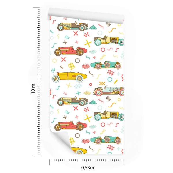 Behang Voor Kinderen - Vintage Raceauto's - Afbeelding 8