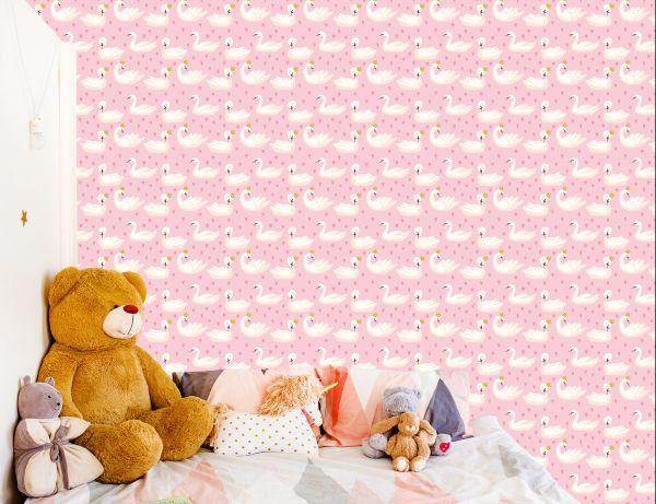 Behang Sprookjesdieren. Zwanen. Kinderkamer - Afbeelding 6