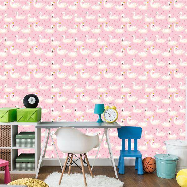 Behang Sprookjesdieren. Zwanen. Kinderkamer - Afbeelding 4