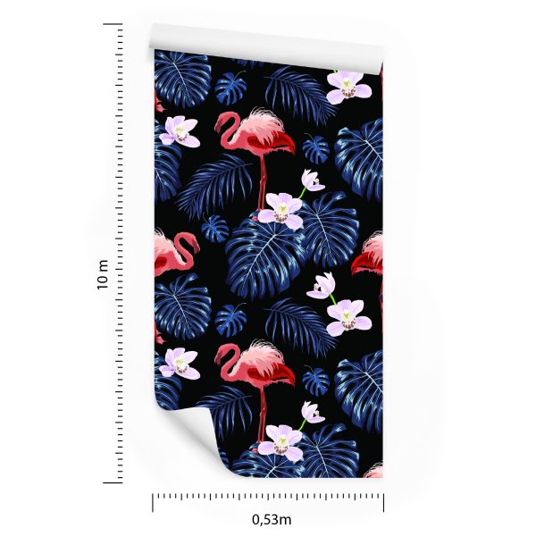 Behang We Flamingos Leaves Flowers Nature For Living Room - Afbeelding 8