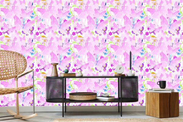 Behang Vlinders, Bloemen, Planten Voor De Babykamer - Afbeelding 5