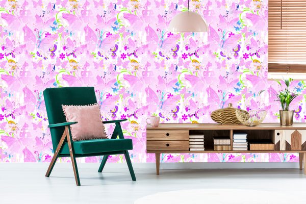 Behang Vlinders, Bloemen, Planten Voor De Babykamer - Afbeelding 6