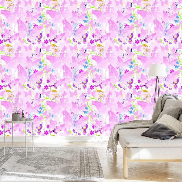 Behang Vlinders, Bloemen, Planten Voor De Babykamer - Afbeelding 3