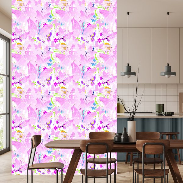 Behang Vlinders, Bloemen, Planten Voor De Babykamer - Afbeelding 4
