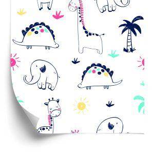 Behang Voor Kinderen, Dinosaurussen, Palmen, Planten