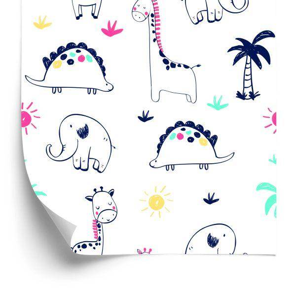Behang Voor Kinderen, Dinosaurussen, Palmen, Planten