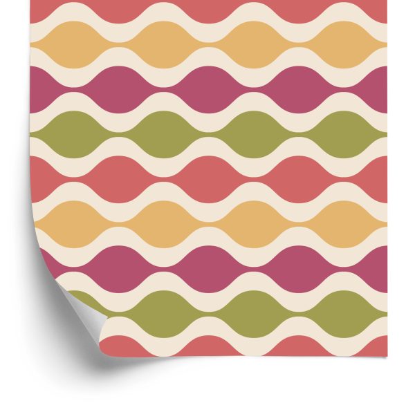Behang Retro Stijl Golven