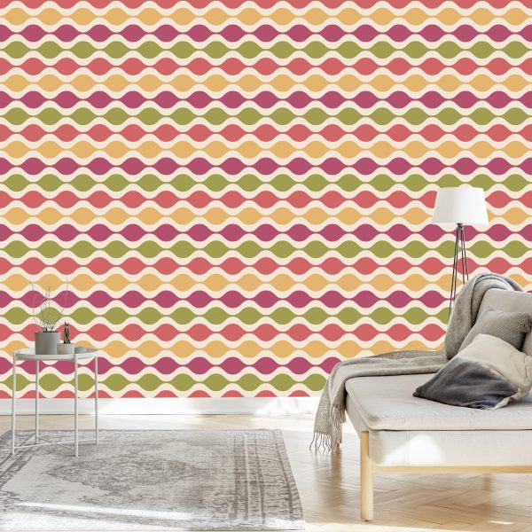 Behang Retro Stijl Golven - Afbeelding 3