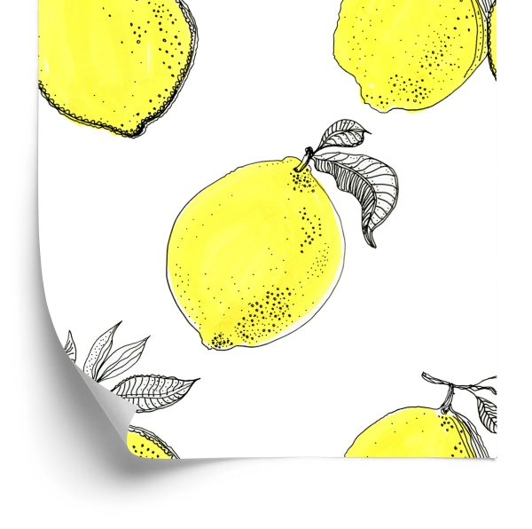 Behang Citroenfruitbladeren Voor In De Keuken