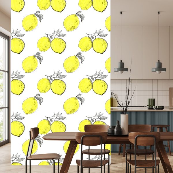 Behang Citroenfruitbladeren Voor In De Keuken - Afbeelding 4