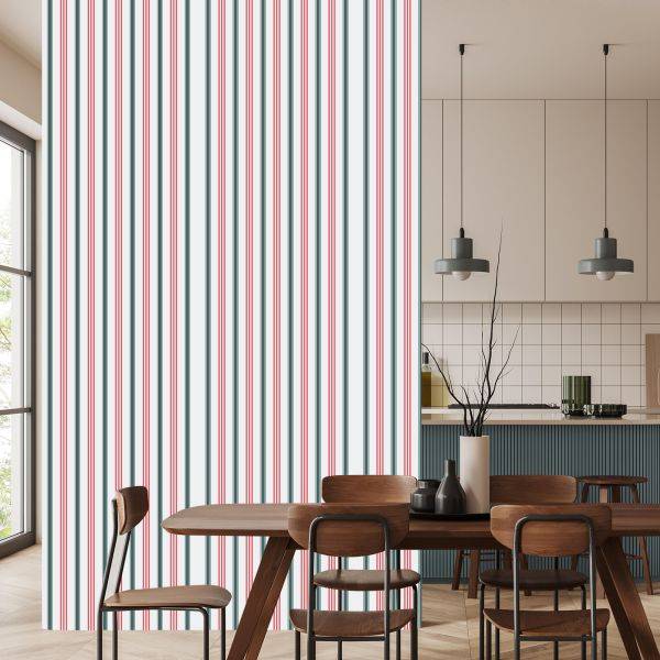 Behang Modern In Kleurrijke Verticale Gestreepte Woonkamer - Afbeelding 4