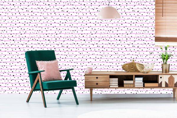 Behang Stippen En Roze Strepen - Afbeelding 6