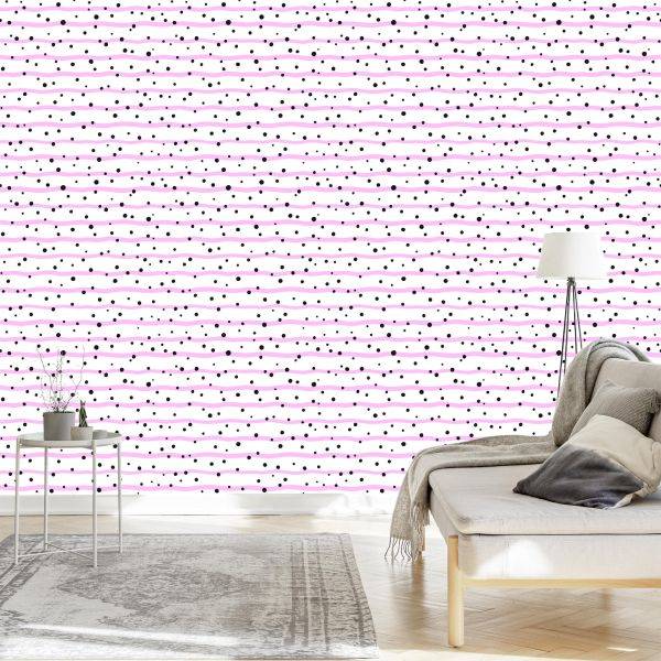 Behang Stippen En Roze Strepen - Afbeelding 3