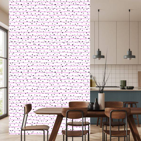 Behang Stippen En Roze Strepen - Afbeelding 4