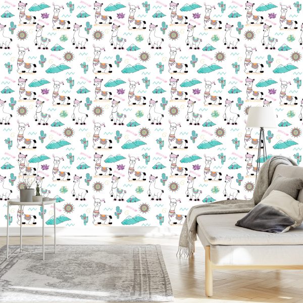 Behang Met Lamami Zonnebloemen Voor Babykamer - Afbeelding 3