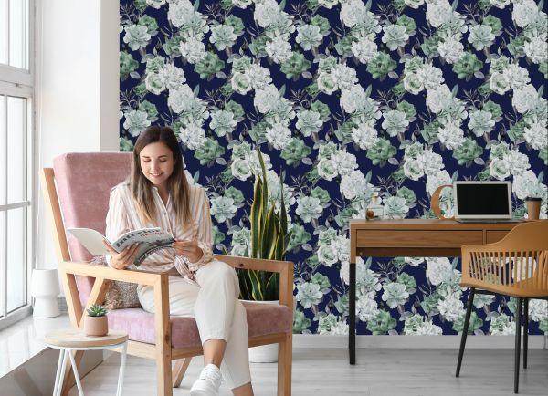 Behang Plantaardig Rozenpatroon - Afbeelding 7