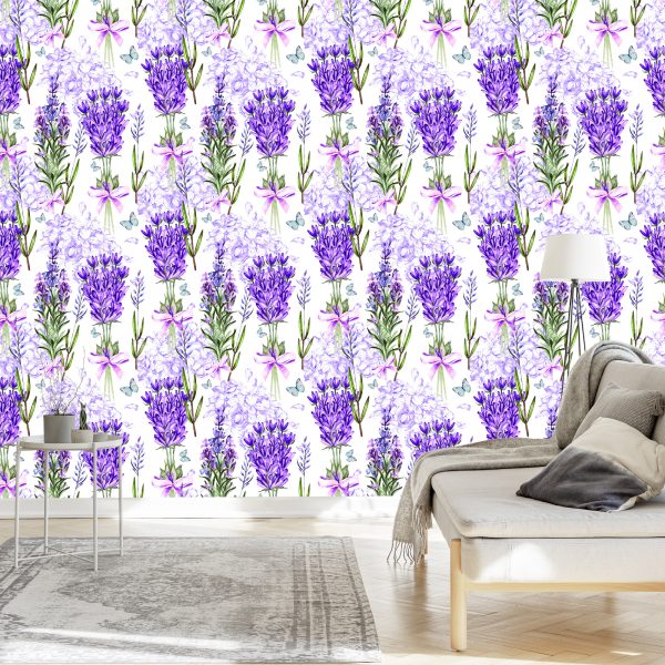 Behang Lavendel Met Strikken - Afbeelding 3