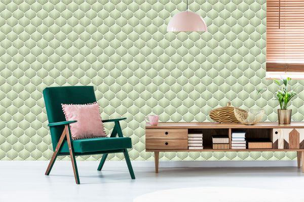 Behang Groene Retro Patronen - Afbeelding 6