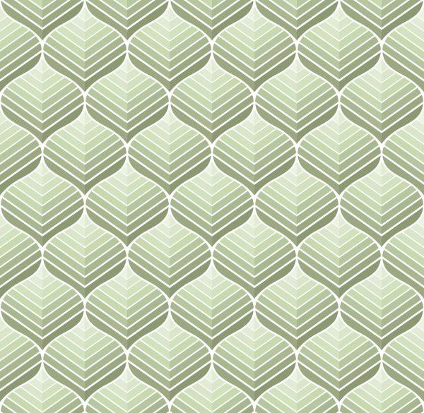 Behang Groene Retro Patronen - Afbeelding 2