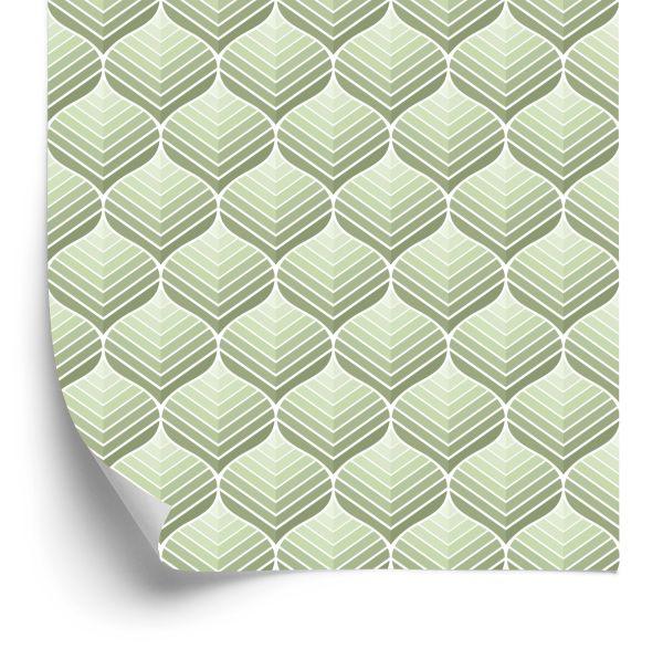 Behang Groene Retro Patronen