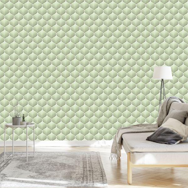 Behang Groene Retro Patronen - Afbeelding 3
