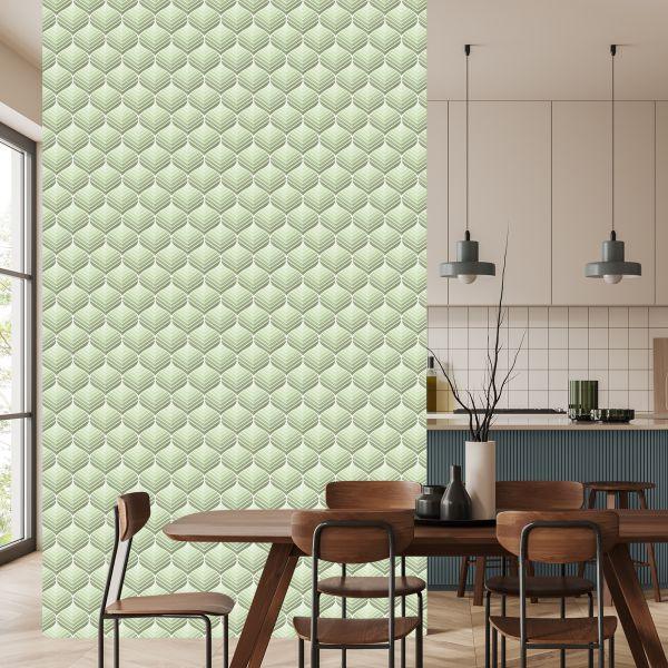 Behang Groene Retro Patronen - Afbeelding 4