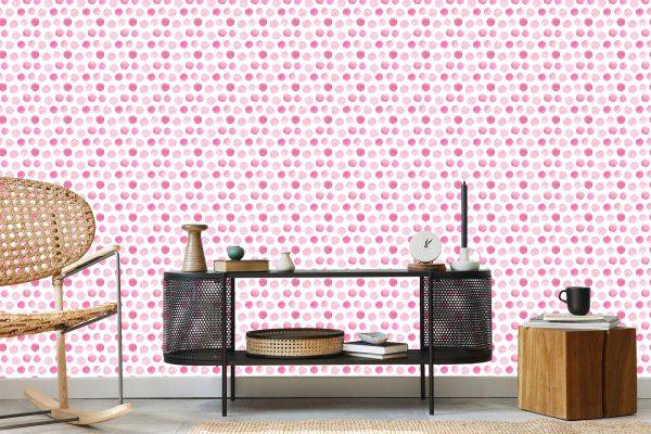 Behang Aquarel Roze Stippen - Afbeelding 5