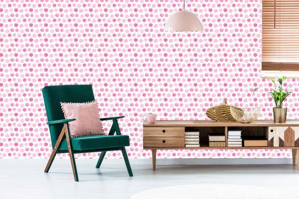 Behang Aquarel Roze Stippen - Afbeelding 6