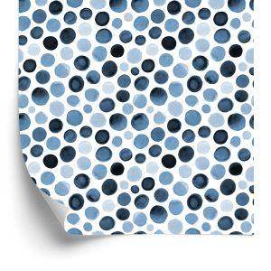 Behang Blauwe Stippen Met Waterverf