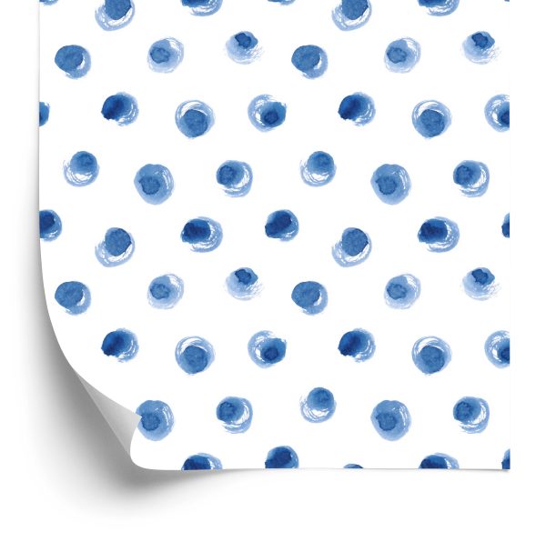 Behang Blauwe Stippen