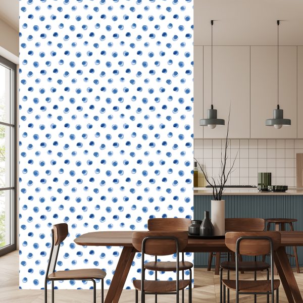 Behang Blauwe Stippen - Afbeelding 4