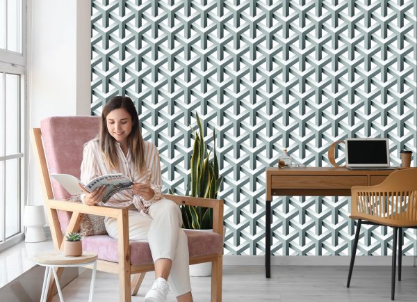 Behang Geometrisch 3D-Effect Met Diepte Voor De Woonkamer - Afbeelding 7