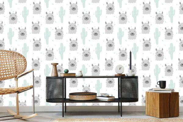 Behang Lama Cactussen Planten Voor Babykamer - Afbeelding 5