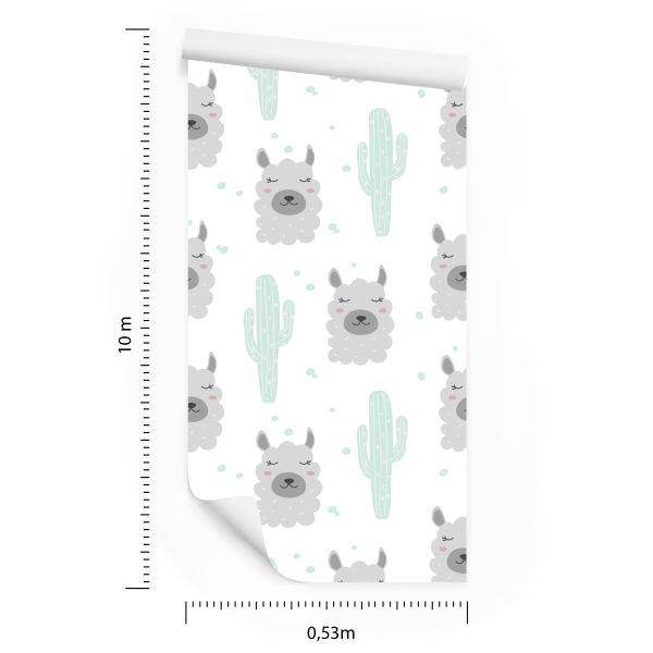 Behang Lama Cactussen Planten Voor Babykamer - Afbeelding 8