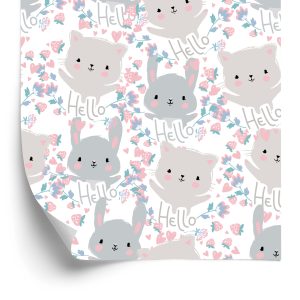 Behang Voor Kinderen - Kleine Kittens En Bloemen