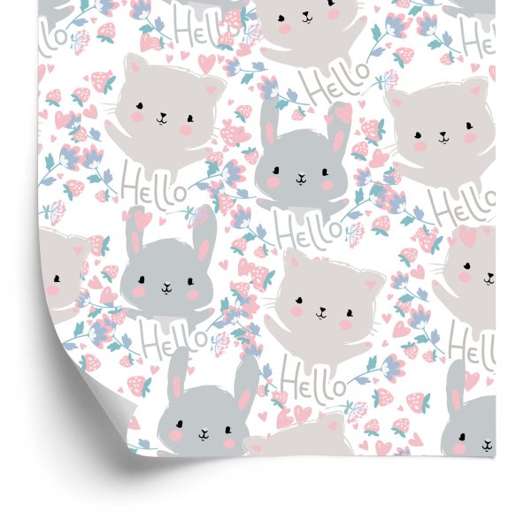Behang Voor Kinderen - Kleine Kittens En Bloemen